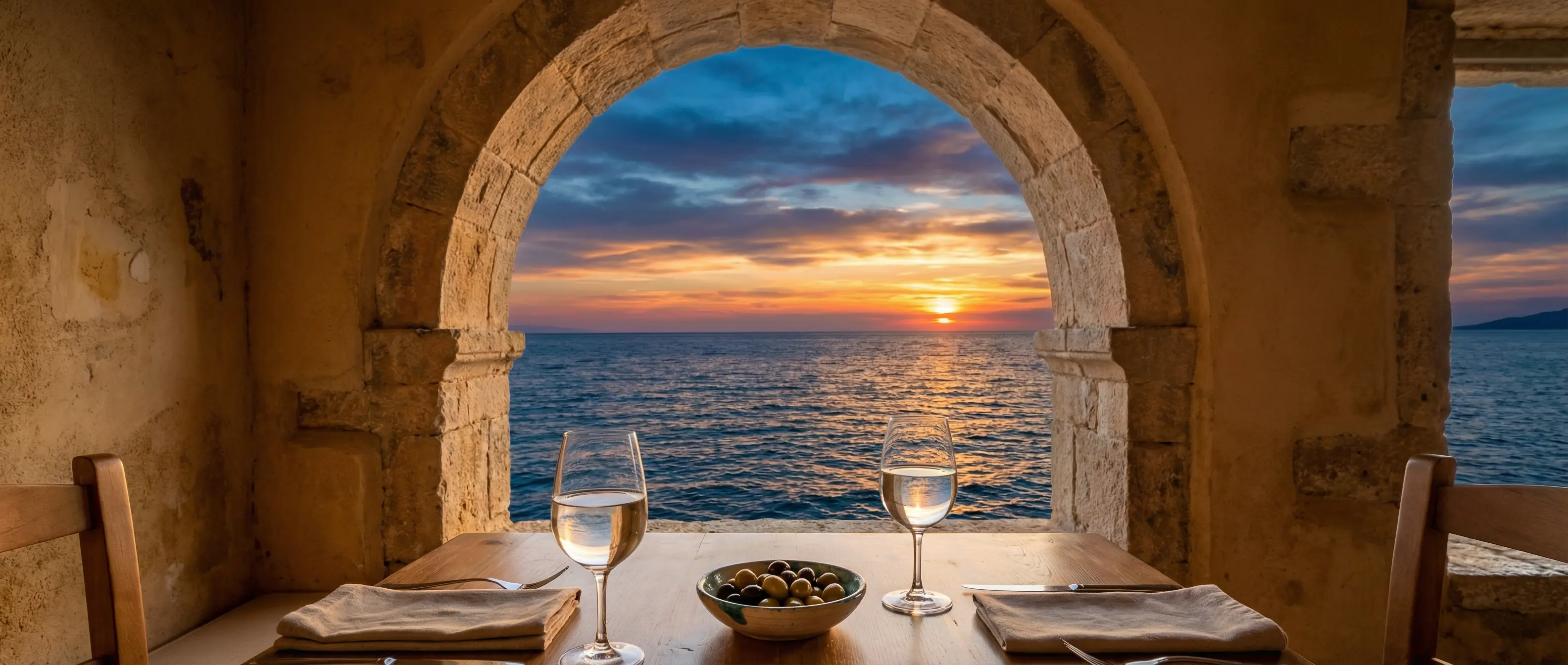 Salle du restaurant libanais Saydawi à Nice, tables dressées pour le service du soir