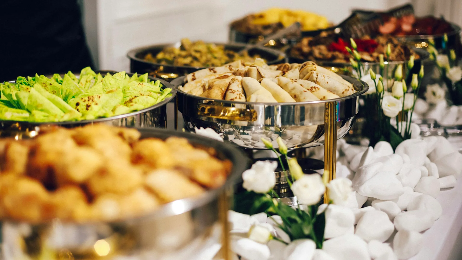 Festive banquet table with Lebanese dishes